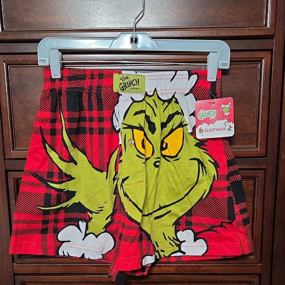 The Grinch Christmas Plaid Sleep Shorts Men’s Small Holiday Pajama Lounge NWT